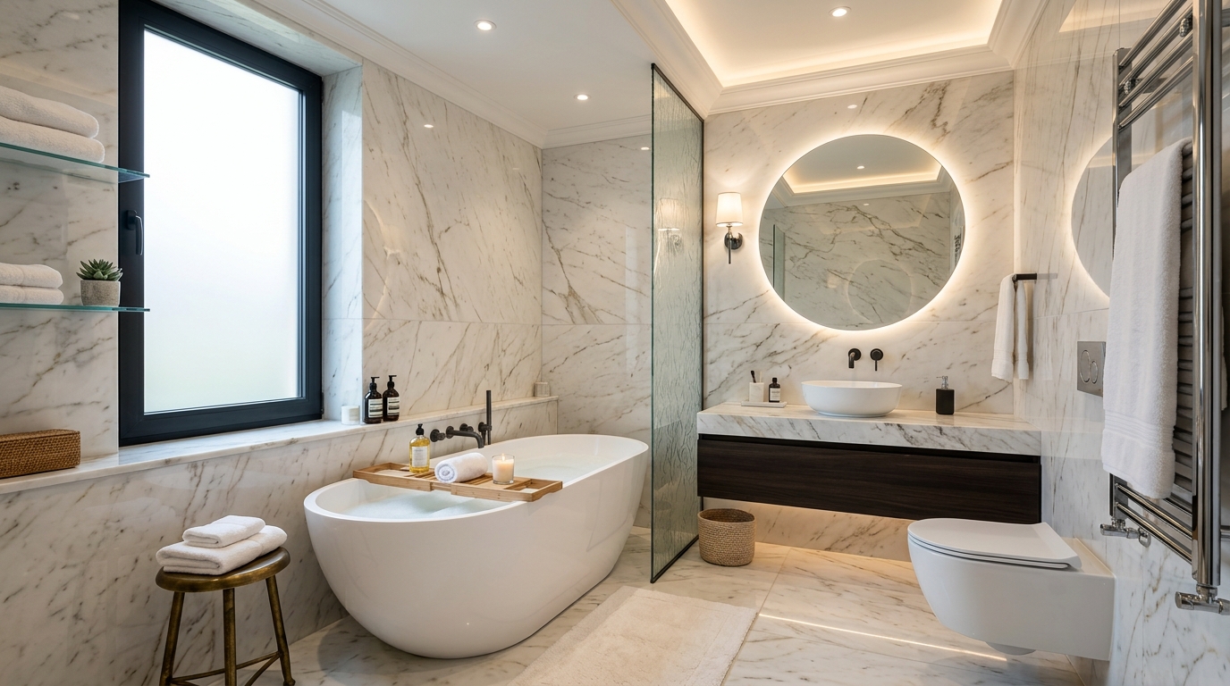 6 m² Otel Tipi Mermer Banyo
