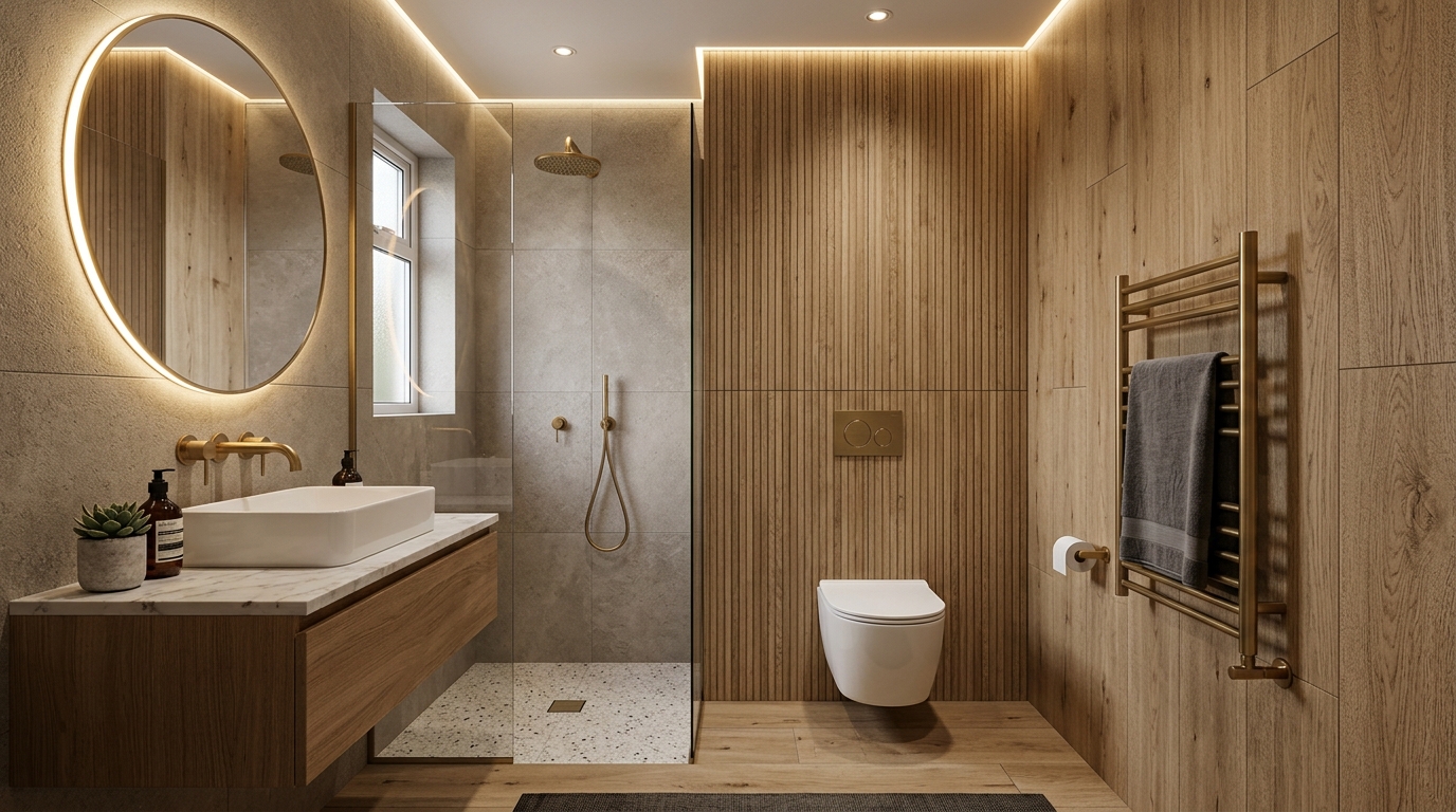 6 m² Ahşap Görünümlü Luxury Banyo
