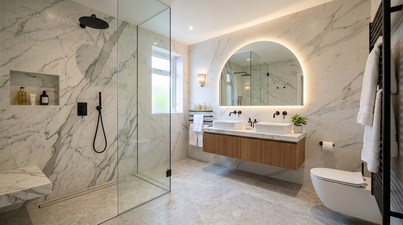 8 m² Mermer Görünümlü Banyo