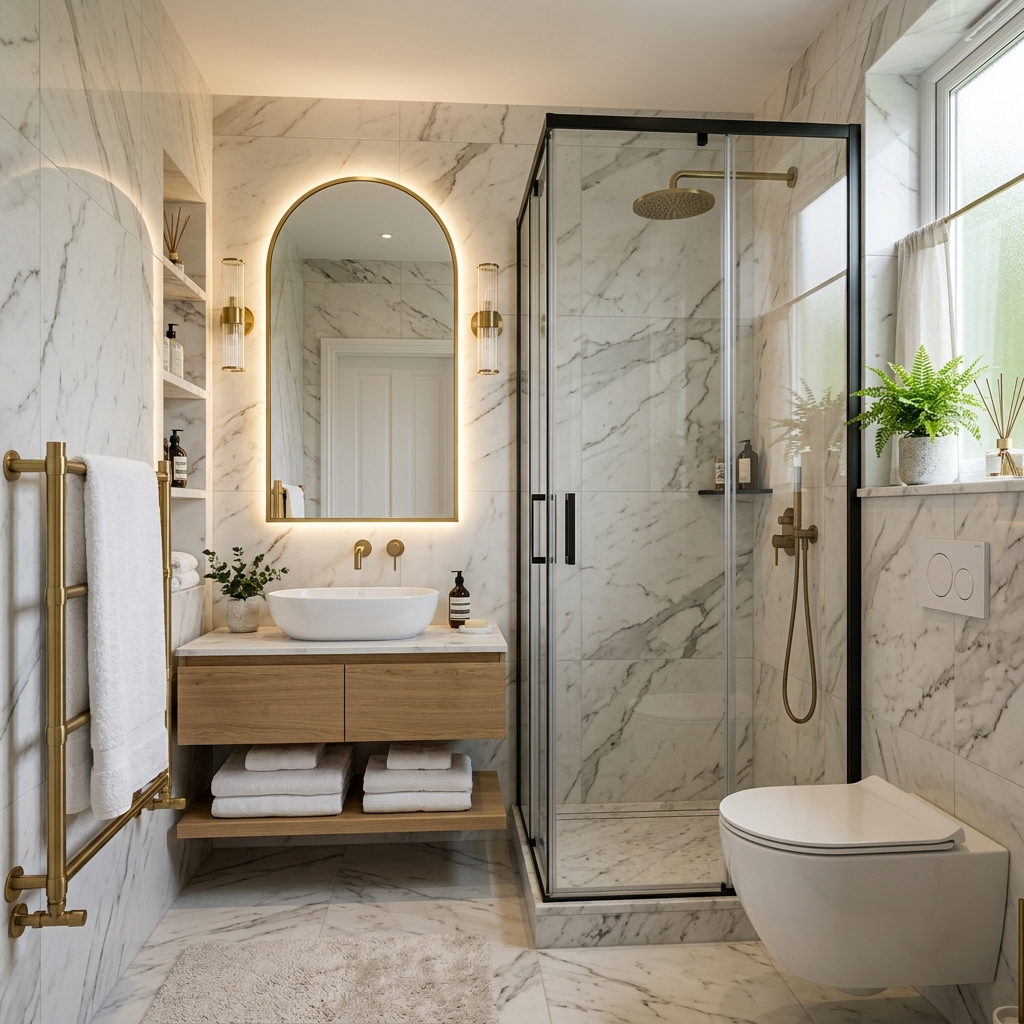 5 m² Modern Klasik Mermer Banyo